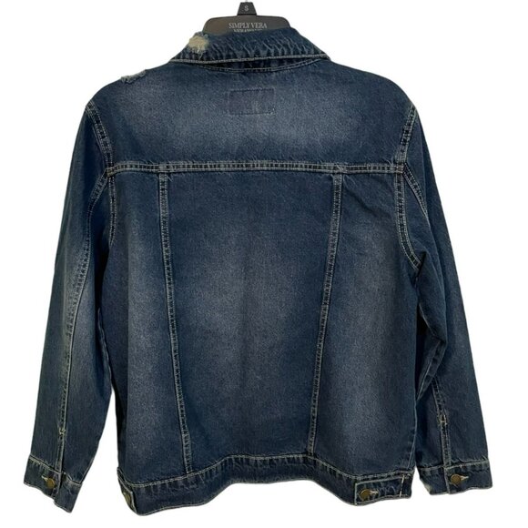 RED STAR distressed jean jacket medium blue size M  NWT - Picture 2 of 6